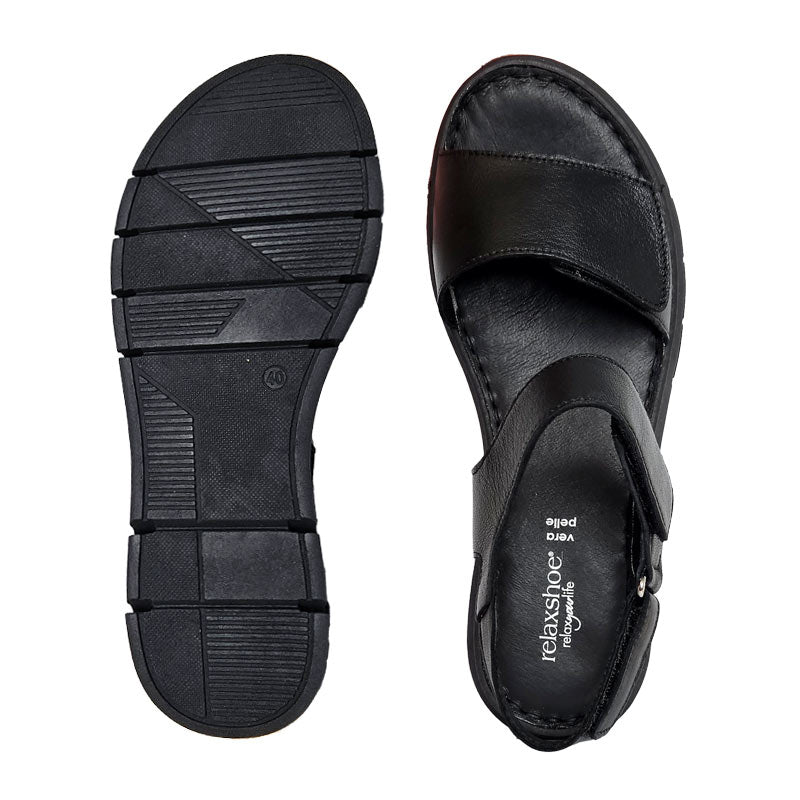 Damsandal med kilklack, Svart, Relaxshoe