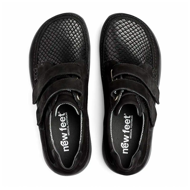 New Feet damsko med kardborrerem, Svart