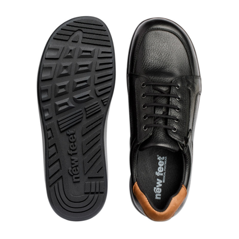 New Feet bred herresko - Sort læder