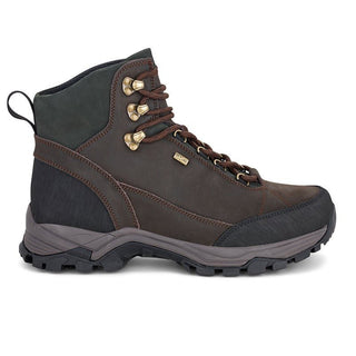 Brun Green Comfort outdoor herrestøvle i nubuck, set fra siden med snørebånd og robuste sål