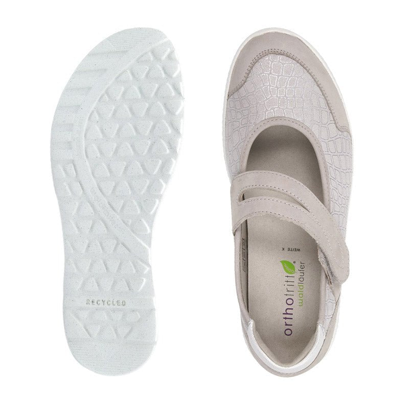 Waldläufer ballerina med velcro - Lys grå - Seniorshop