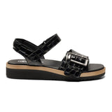 New Feet damesandal - Sort kroko - Seniorshop