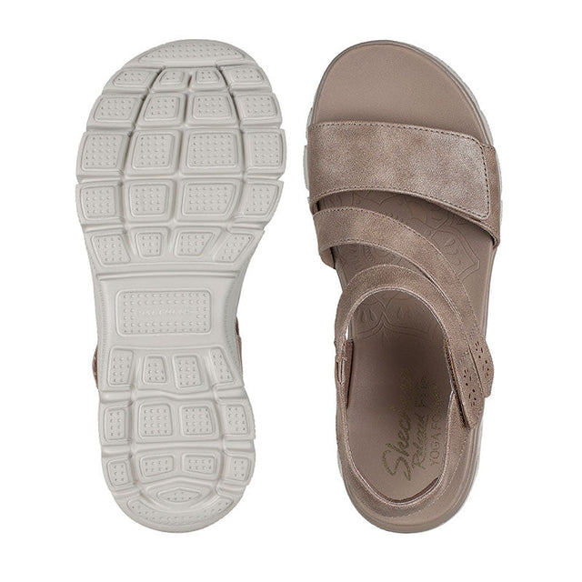 Skechers damesandal med velcro - Beige - Seniorshop