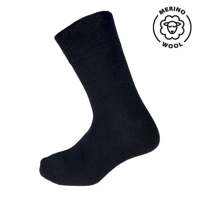 Diabetesstrømpe med merinould - Sort - Seniorshop