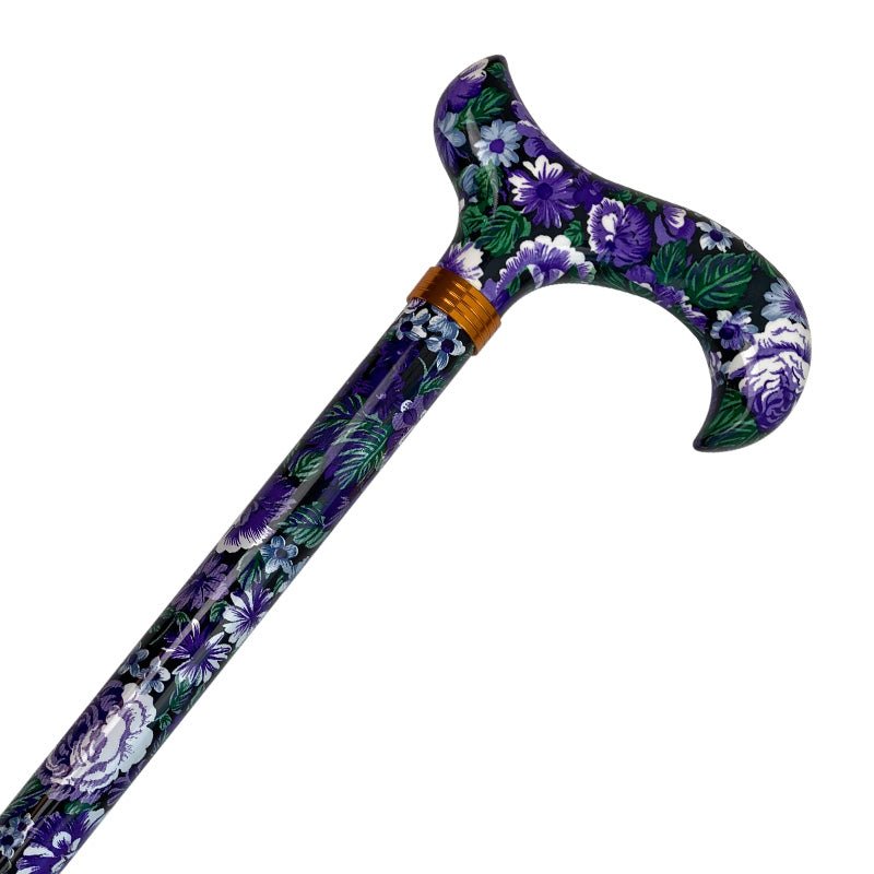 Stok med justerbar højde - Lilla blomster - Seniorshop