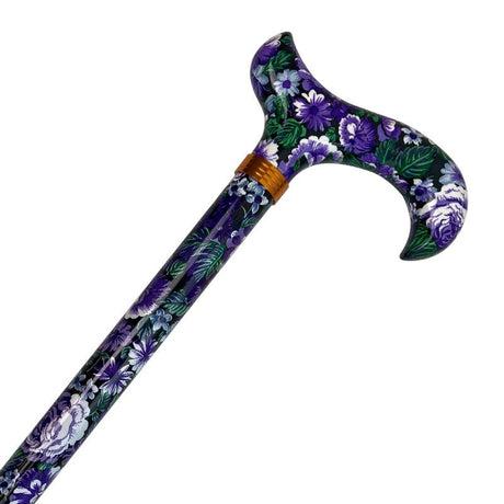 Stok med justerbar højde - Lilla blomster - Seniorshop