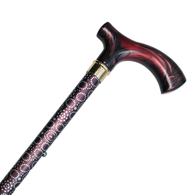 Sammenklappelig stok - Bordeaux mønster - Seniorshop