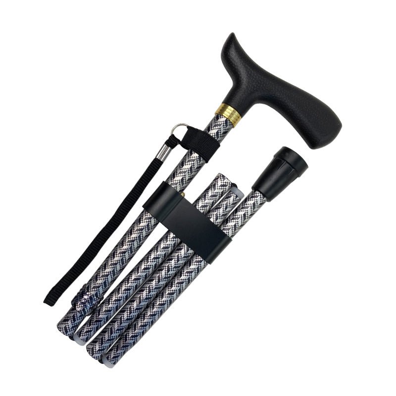 Sammenklappelig stok - Sort/gråt mønster - Seniorshop