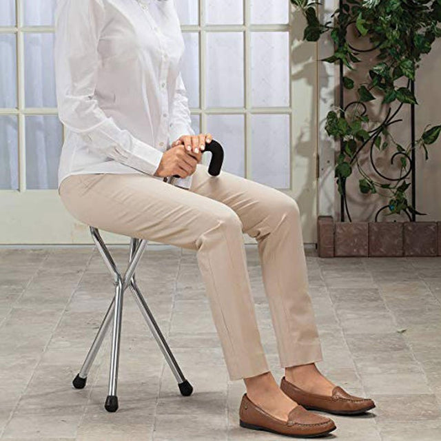 Klapstol - stok med sæde og 3 ben - Seniorshop