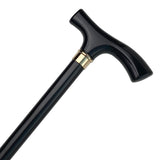 Käpp i lackerat trä med guldring - Mörk
