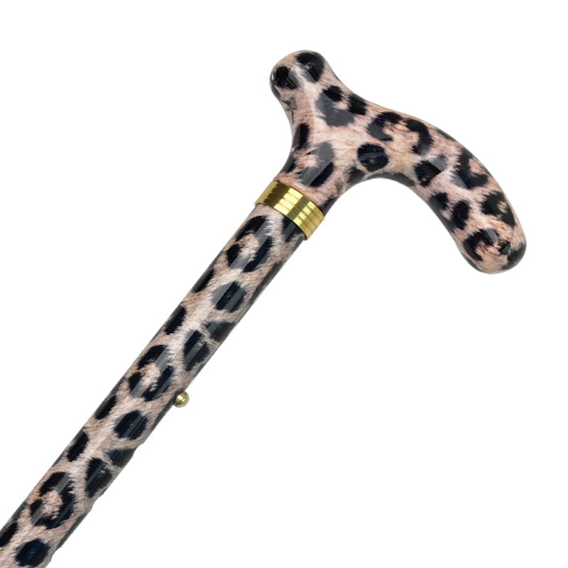 Hopfällbar käpp, leopardmönstrad