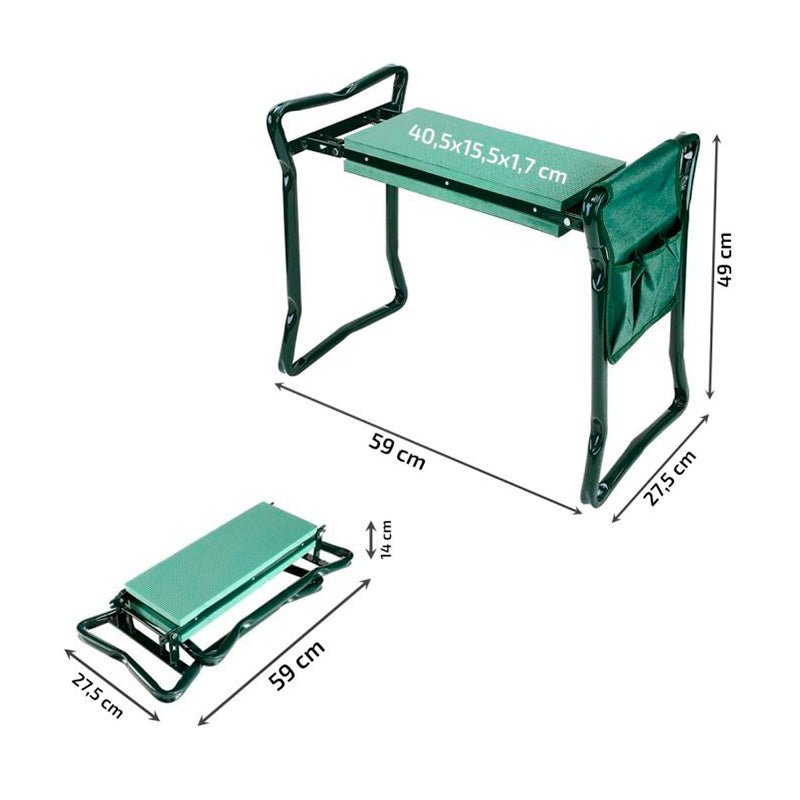Trädgårdspall med knädyna - Hopfällbar