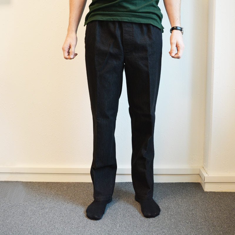 Jeans med resår i midjan, Koksgrå/svart
