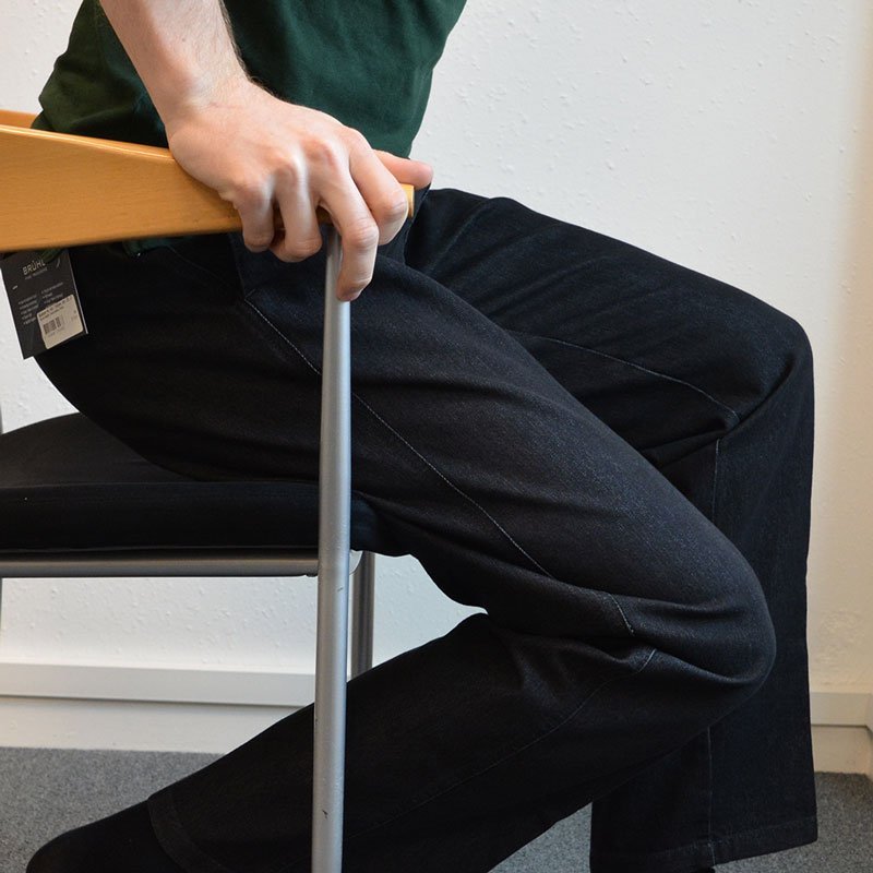 Jeans med resår i midjan, Koksgrå/svart