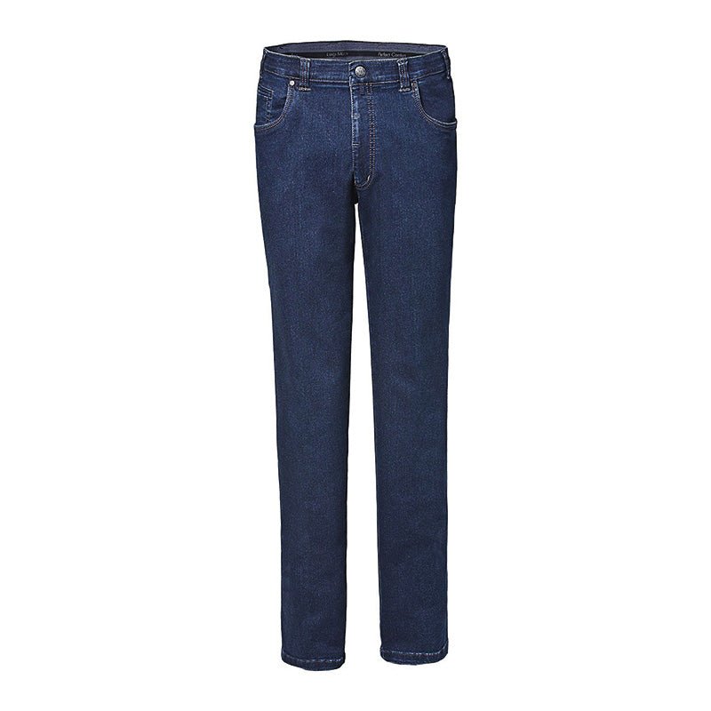 Jeans med stretch och resår i midjan, Mörkblå