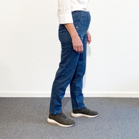 Dambyxor med elastisk midjekant – blå denim