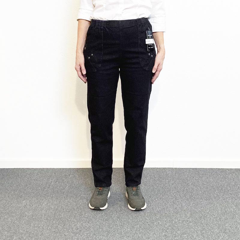 Dambyxor med resår i midjan, Svart denim