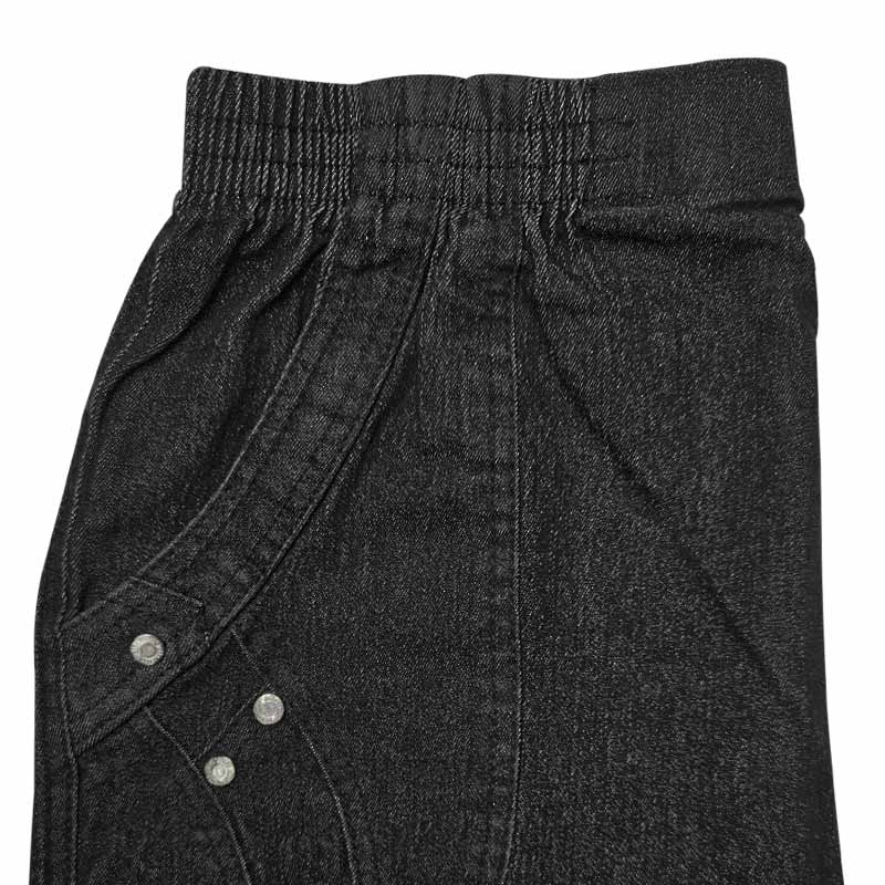 Dambyxor med resår i midjan, Svart denim