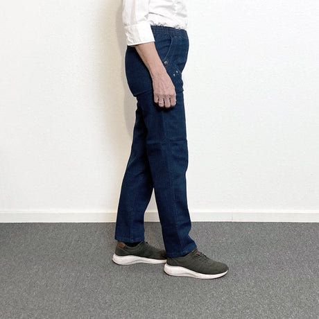 Dambyxor med elastisk kant - Mörk denim