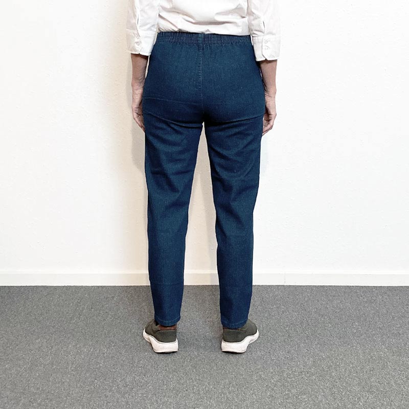 Dambyxor med resår i midjan, Mörk denim