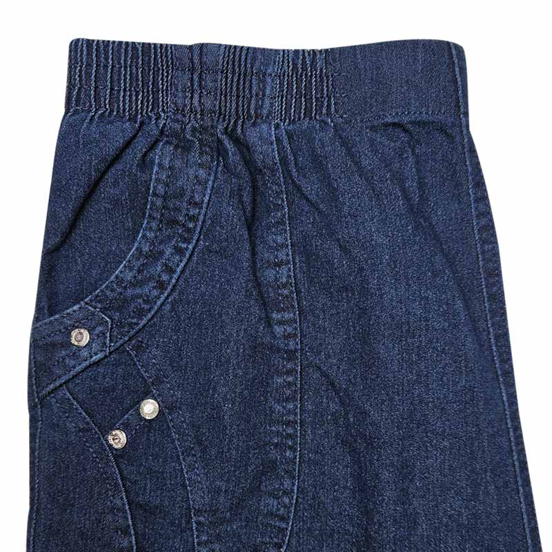 Dambyxor med resår i midjan - Mörk denim