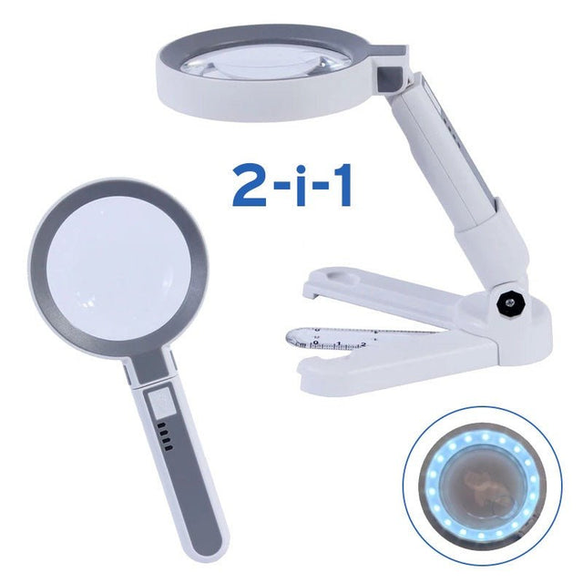 2 - i - 1 læselup med LED - 4x forstørrelse - Seniorshop