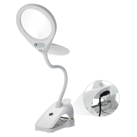 Bordslampa med lupp, Vit