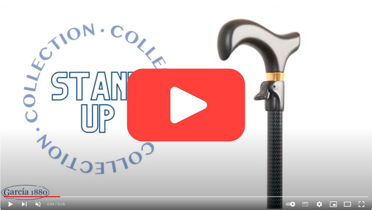 Käpp med steglös höjd - Svart med mönster