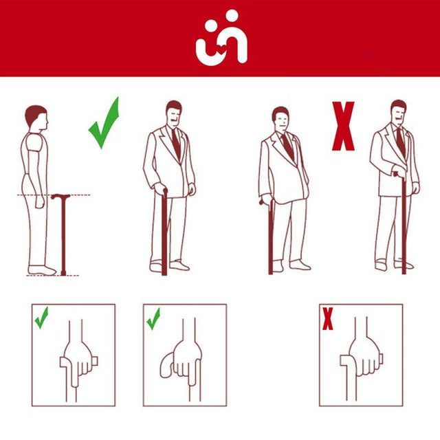 Justerbar käpp - Ergonomiskt handtag, Vänster