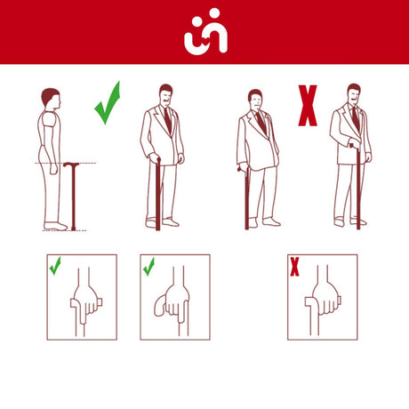 Käpp, Hopfällbar, Ergonomisk, Svart